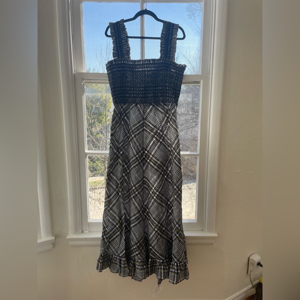 Black and green gingham dress, by Ganni, 44